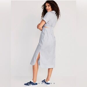NWT Old navy striped button down cut out midi dress Large